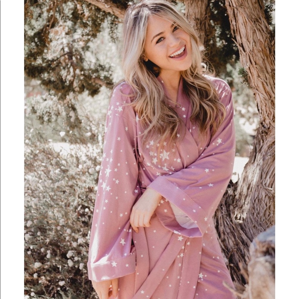 SOLD- Mason Grey LA- Kimono Robe in Mauve Stars